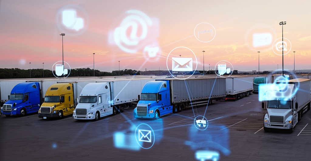 Truck parking with digital marketing overlay